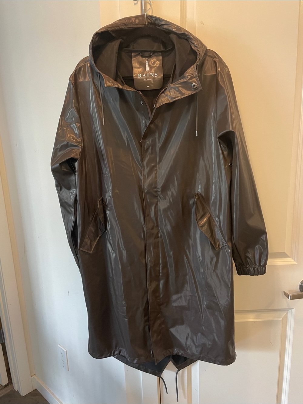 Rains Men's Hooded Raincoat in Dark Brown